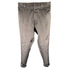 HAIDER ACKERMANN Size 33 Silver Black Tandem Stripe Silk Tapered Dress Pants