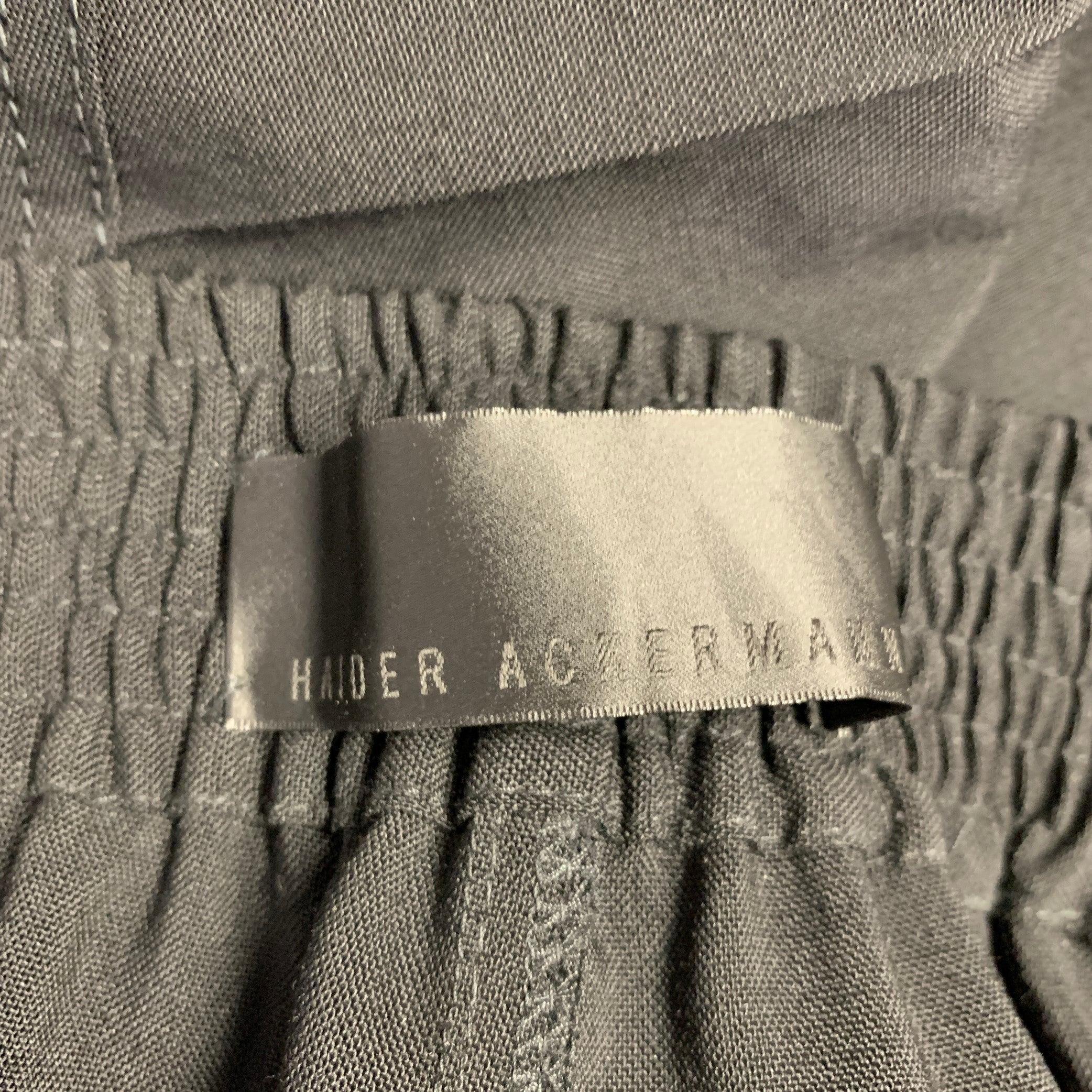 HAIDER ACKERMANN Size 34 Black Wool Polyamide Drop Crotch Dress Pants In Excellent Condition For Sale In San Francisco, CA