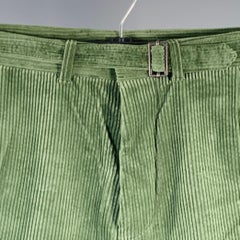 HAIDER ACKERMANN Größe 34 Grüner Cord aus Baumwollmischung mit Gürtel Lässige Hose