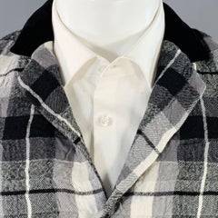 Haider Ackermann Taglia 34 Grigio Nero Bianco Plaid Lana Cotone Cappotto Sportivo