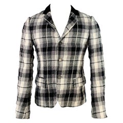 HAIDER ACKERMANN Size 34 Grey Black White Plaid Wool Cotton Sport Coat