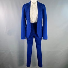 HAIDER Ackermann Taille 36 Costume bleu royal en laine à revers échancré
