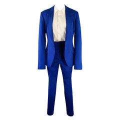 HAIDER ACKERMANN Size 36 Blue Royal Blue Wool Notch Lapel Suit