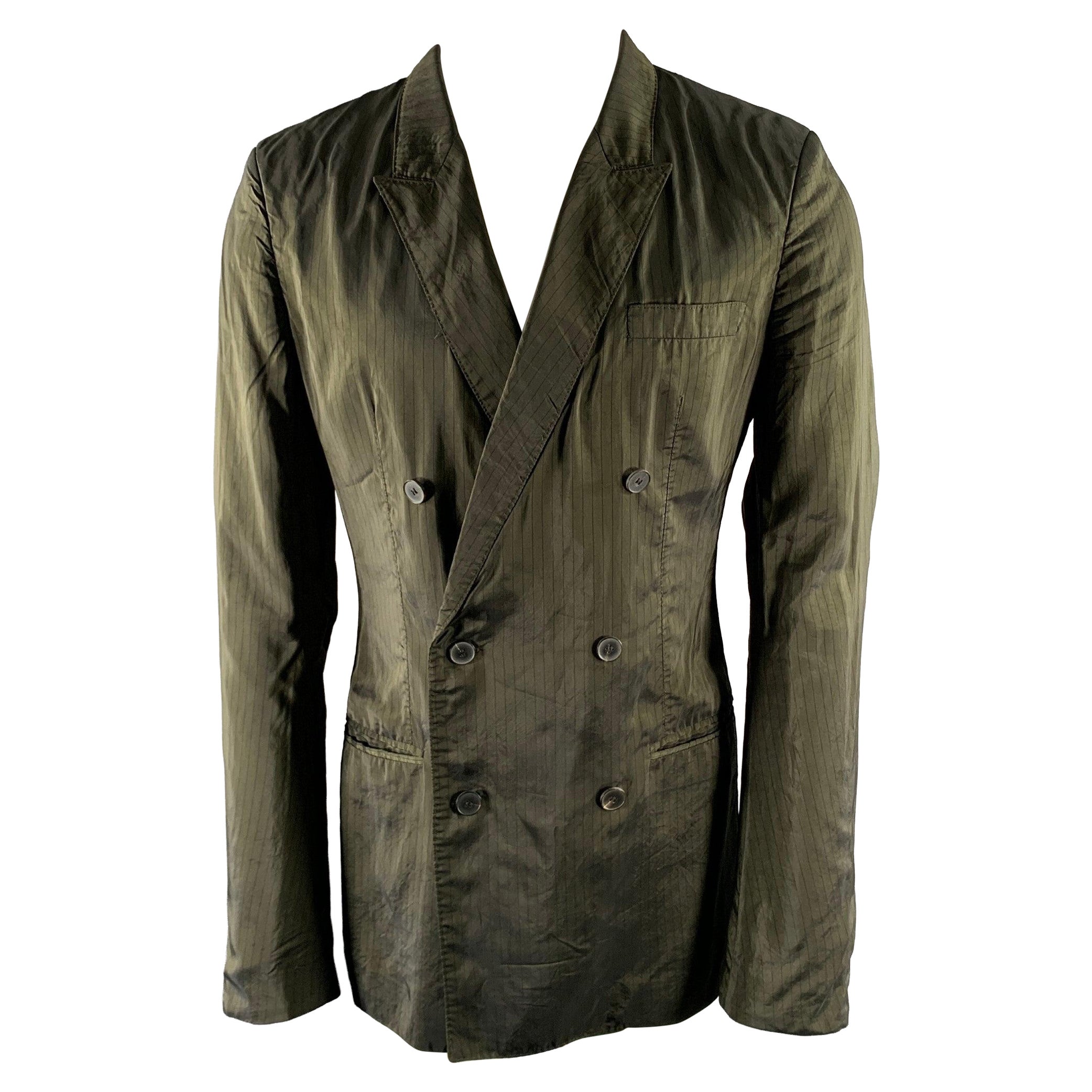 HAIDER ACKERMANN Chaqueta de mezcla de viscosa a rayas verde oliva talla 38 en venta