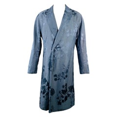 HAIDER ACKERMANN Size 38 Teal Jacquard Linen Blend Single Breasted Peak Lapel Coat HAIDER ACKERMANN Size 38 Teal Jacquard Linen Blend Single Breasted Peak Lapel Coat