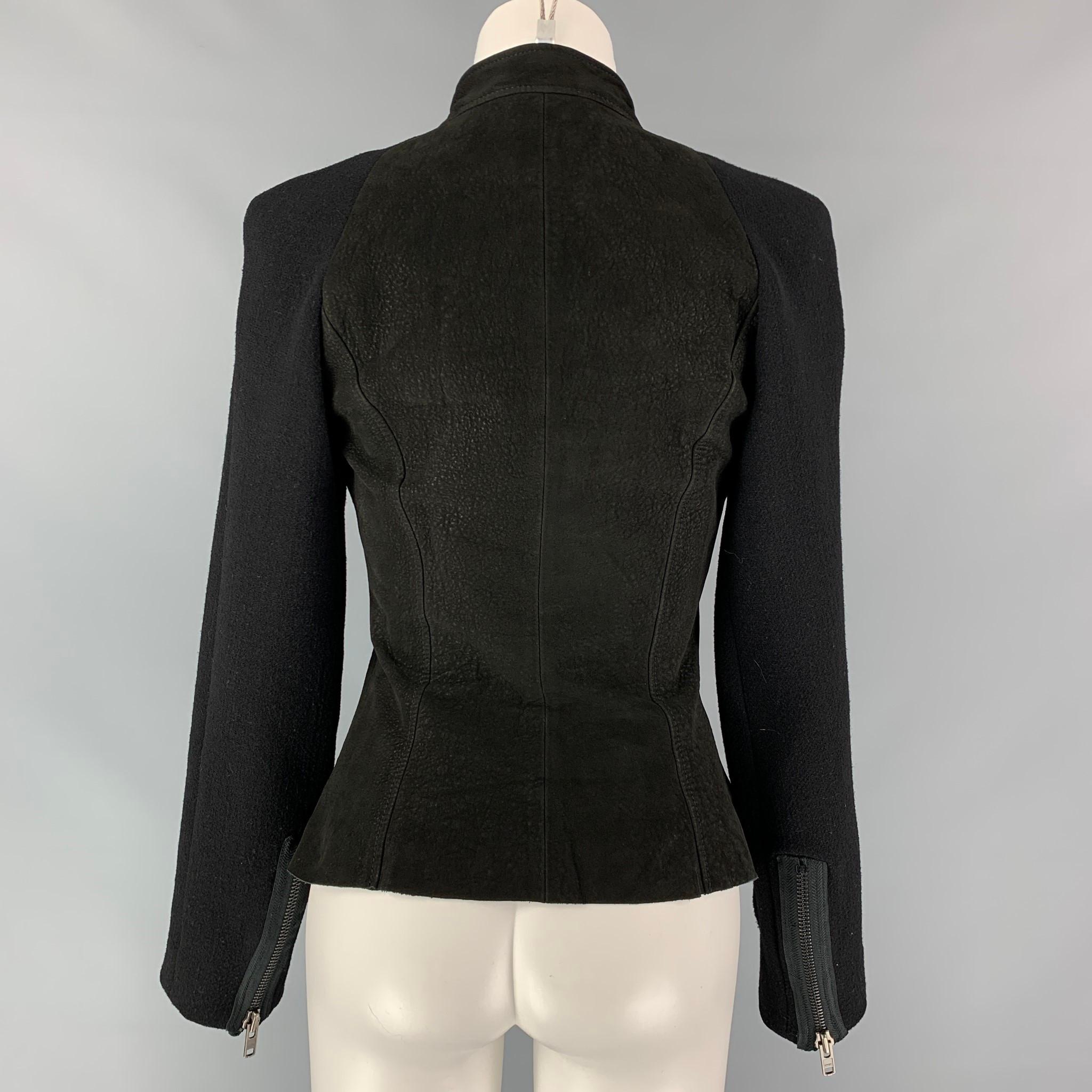 HAIDER ACKERMANN Size 4 Black Virgin Wool Blend Asymmetrical Raglan Jacket In Good Condition In San Francisco, CA