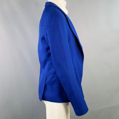 HAIDER ACKERMANN Größe 40 Königsblauer Wollmantel mit offenem Revers und Kerbverschluss