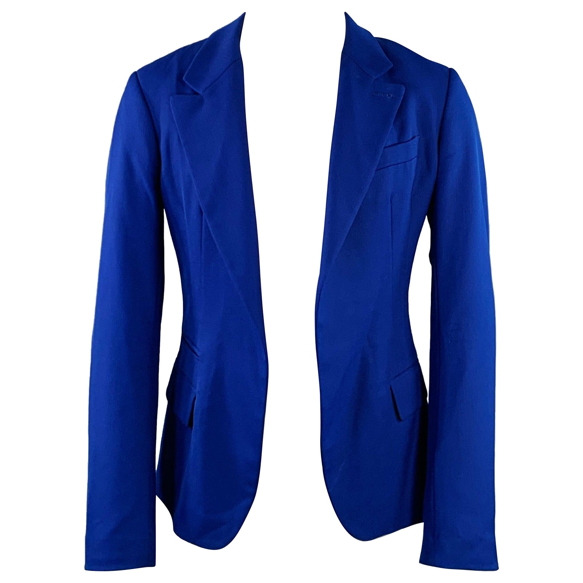 HAIDER ACKERMANN Size 40 Royal Blue Wool Open Front Notch Lapel Sport Coat