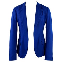 HAIDER ACKERMANN Size 40 Royal Blue Wool Open Front Notch Lapel Sport Coat