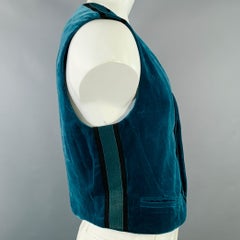 HAIDER ACKERMANN Size 40 Teal Black Velvet Cotton Cropped Vest