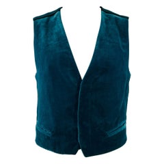 HAIDER ACKERMANN Size 40 Teal Black Velvet Cotton Cropped Vest