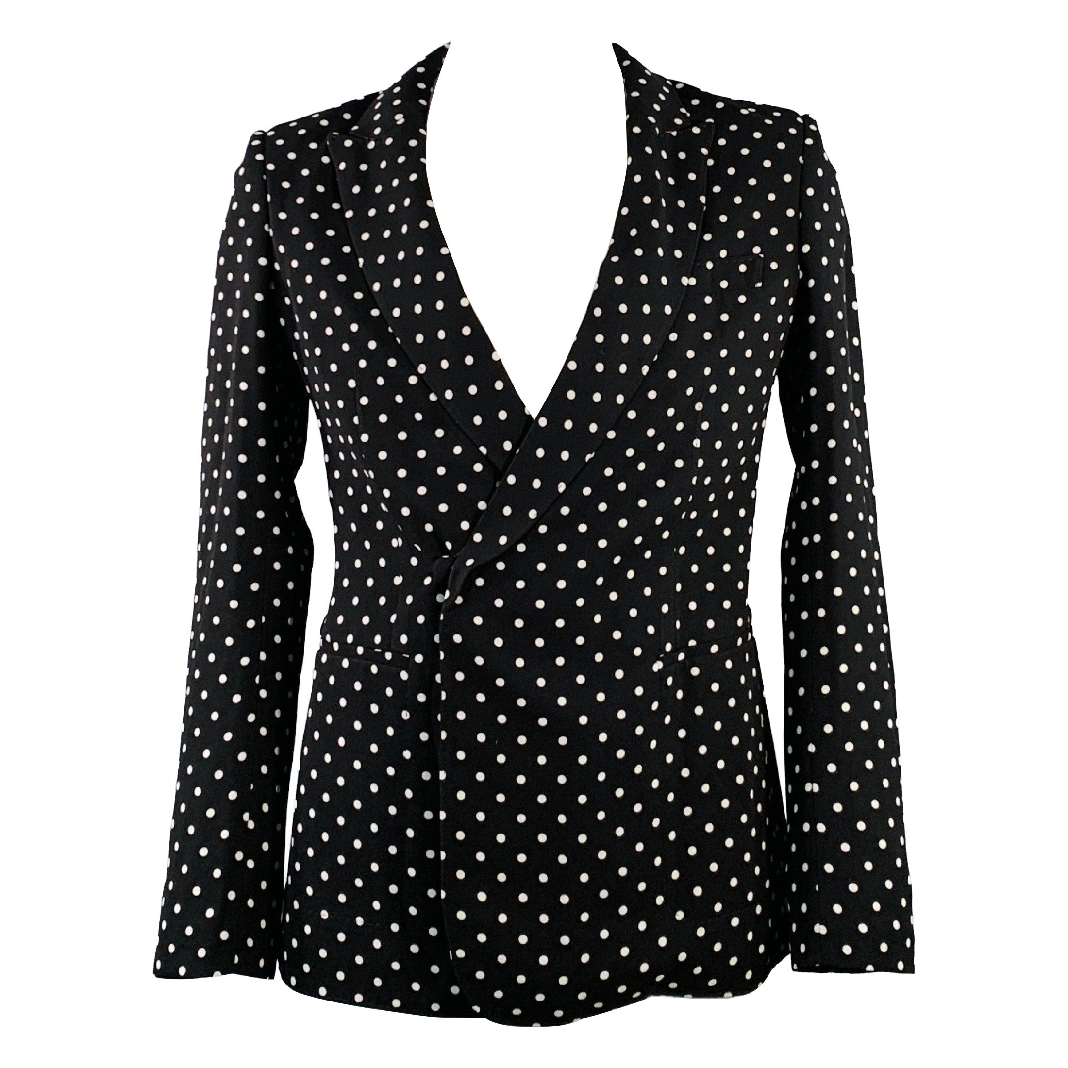 HAIDER ACKERMANN Size 42 Black White Polka Dot Viscose Sport Coat
