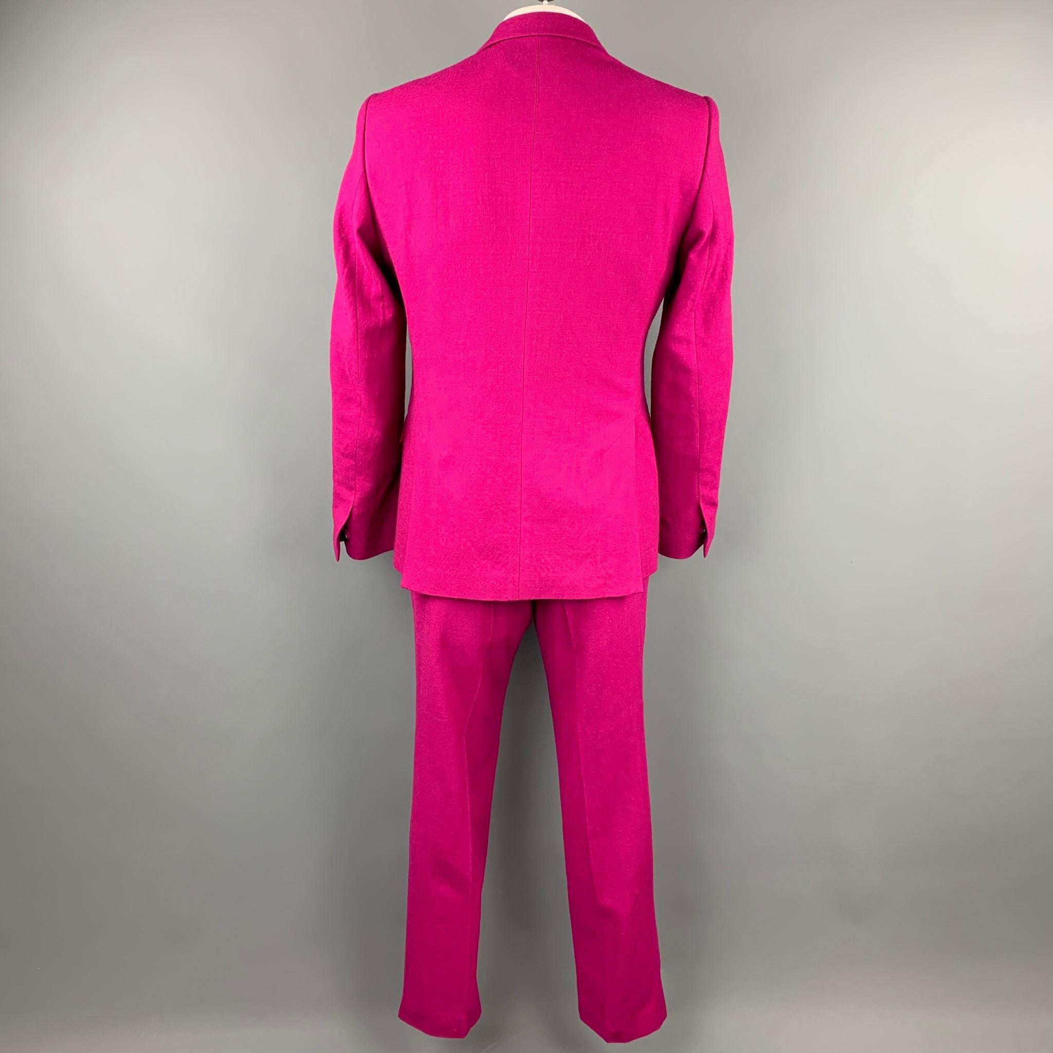 Red HAIDER ACKERMANN Size 42 Raspberry Wool Notch Lapel Suit