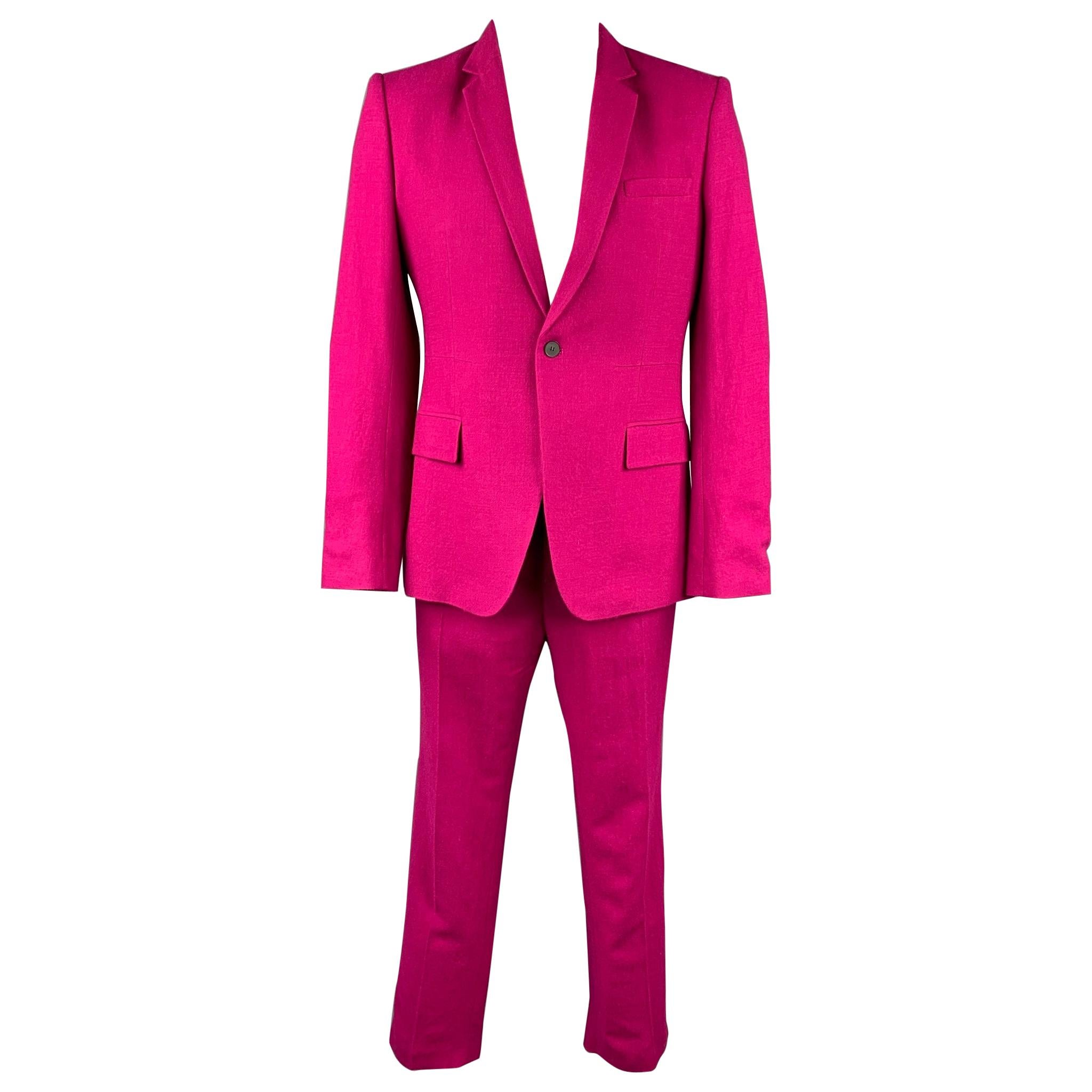 HAIDER ACKERMANN Size 42 Raspberry Wool Notch Lapel Suit