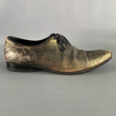 HAIDER ACKERMANN Size 8 Gold Black Metallic Leather Lace Up Shoes