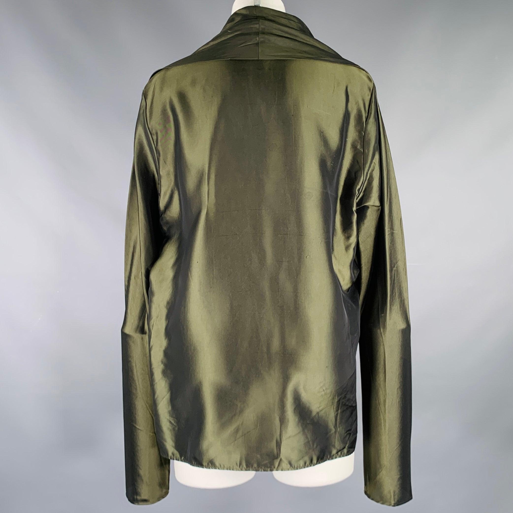 HAIDER ACKERMANN Size 8 Olive Green Rayon Jacket In Good Condition In San Francisco, CA