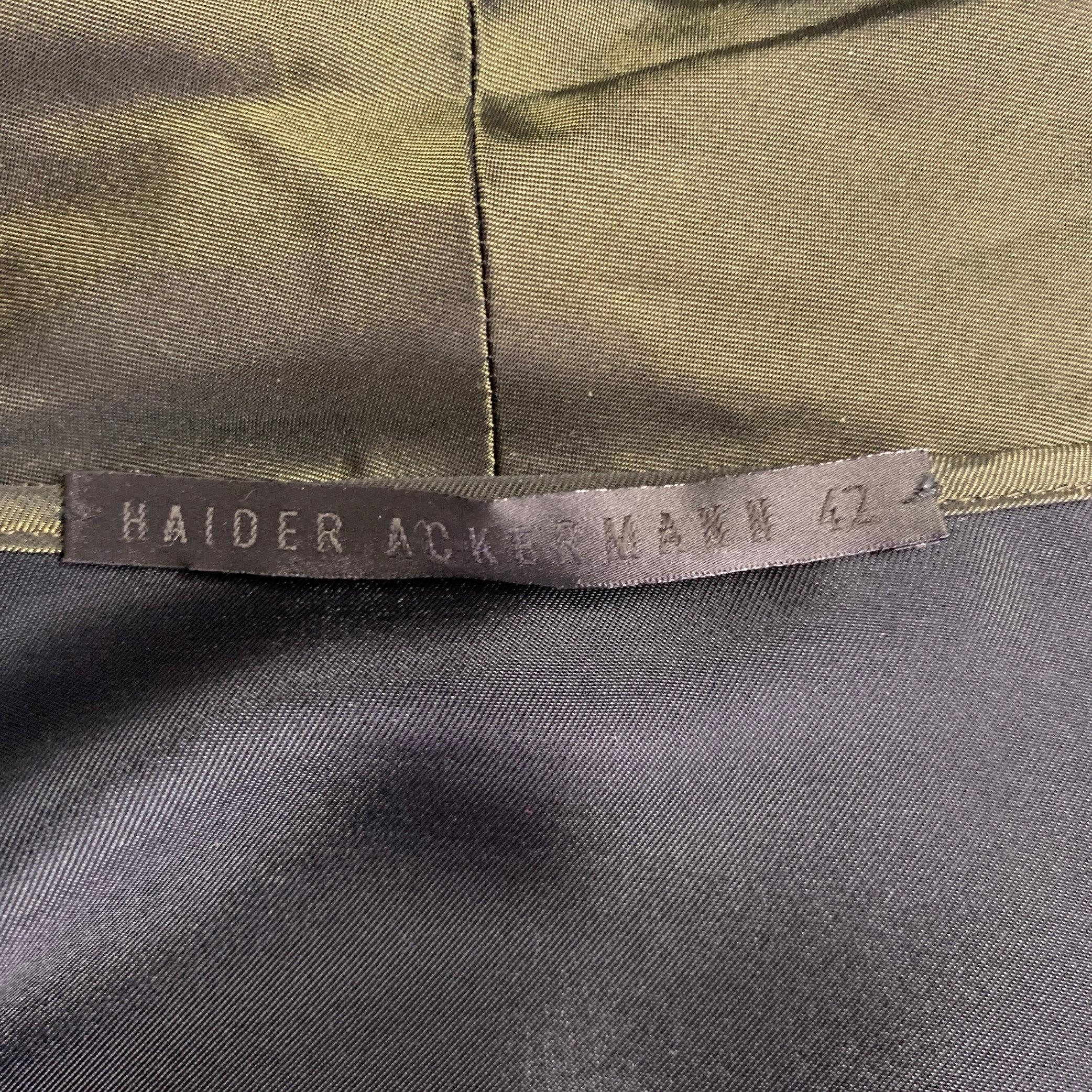 HAIDER ACKERMANN Size 8 Olive Green Rayon Jacket 3