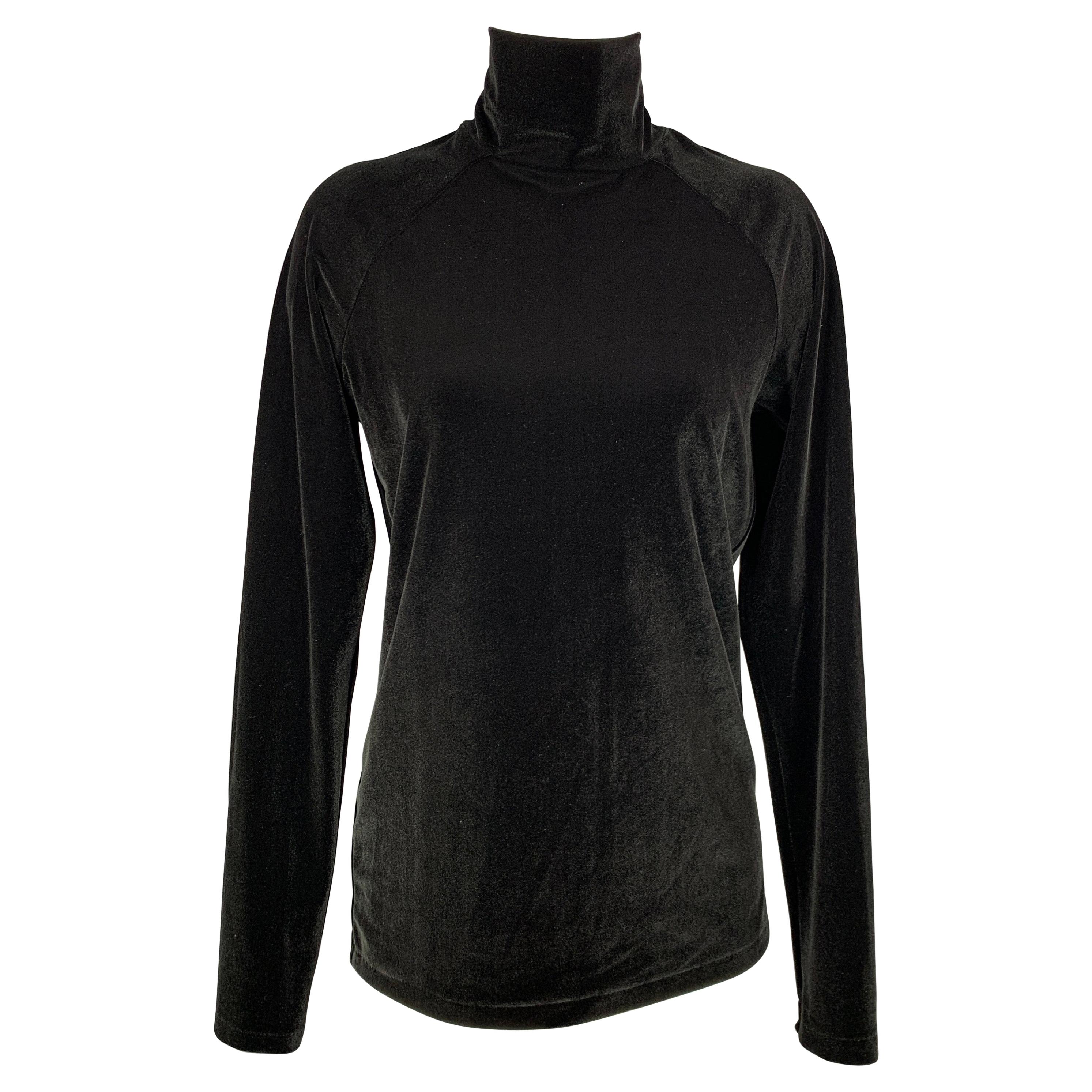 HAIDER ACKERMANN Größe L Rollkragenpullover aus schwarzem Samt und Polyester