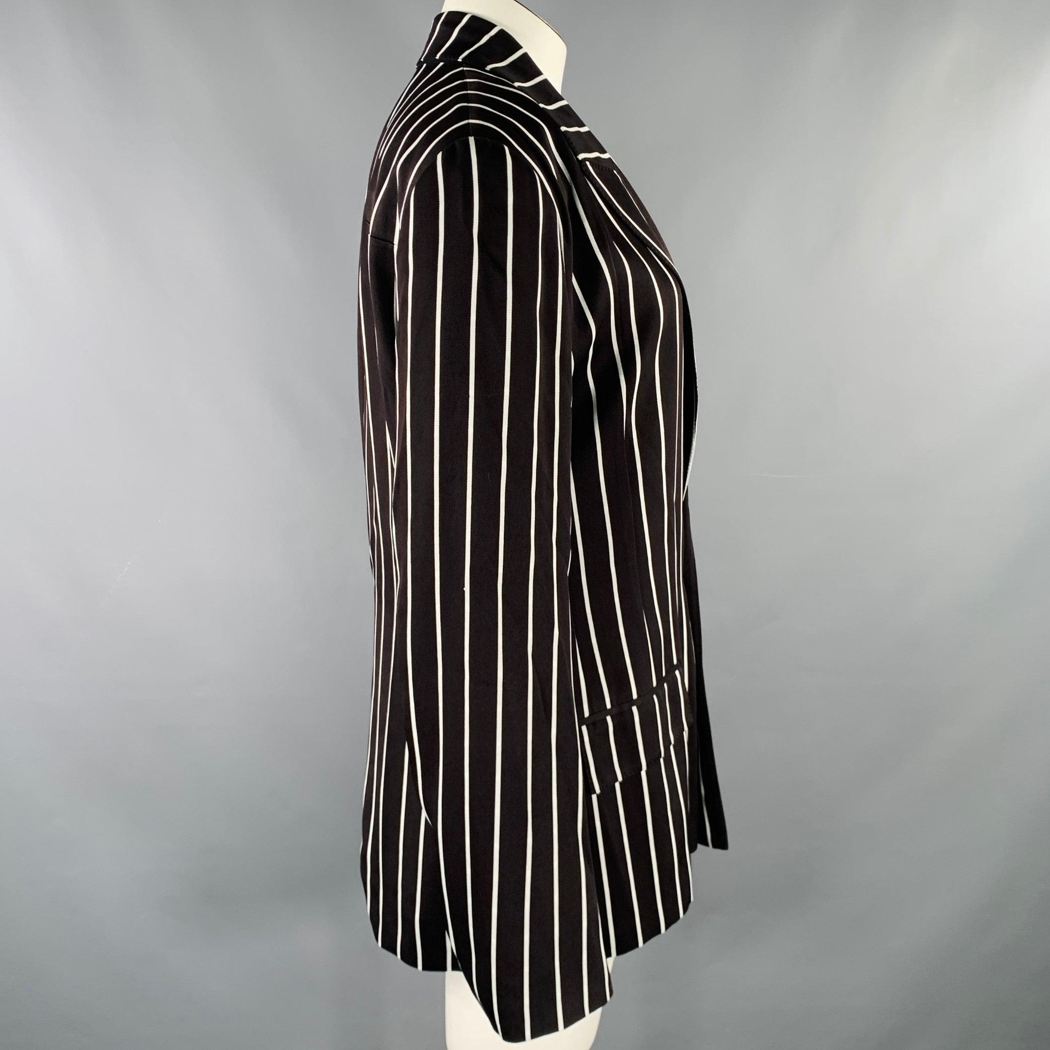 HAIDER ACKERMANN Size L Black White Rayon Stripe Blazer In Excellent Condition In San Francisco, CA