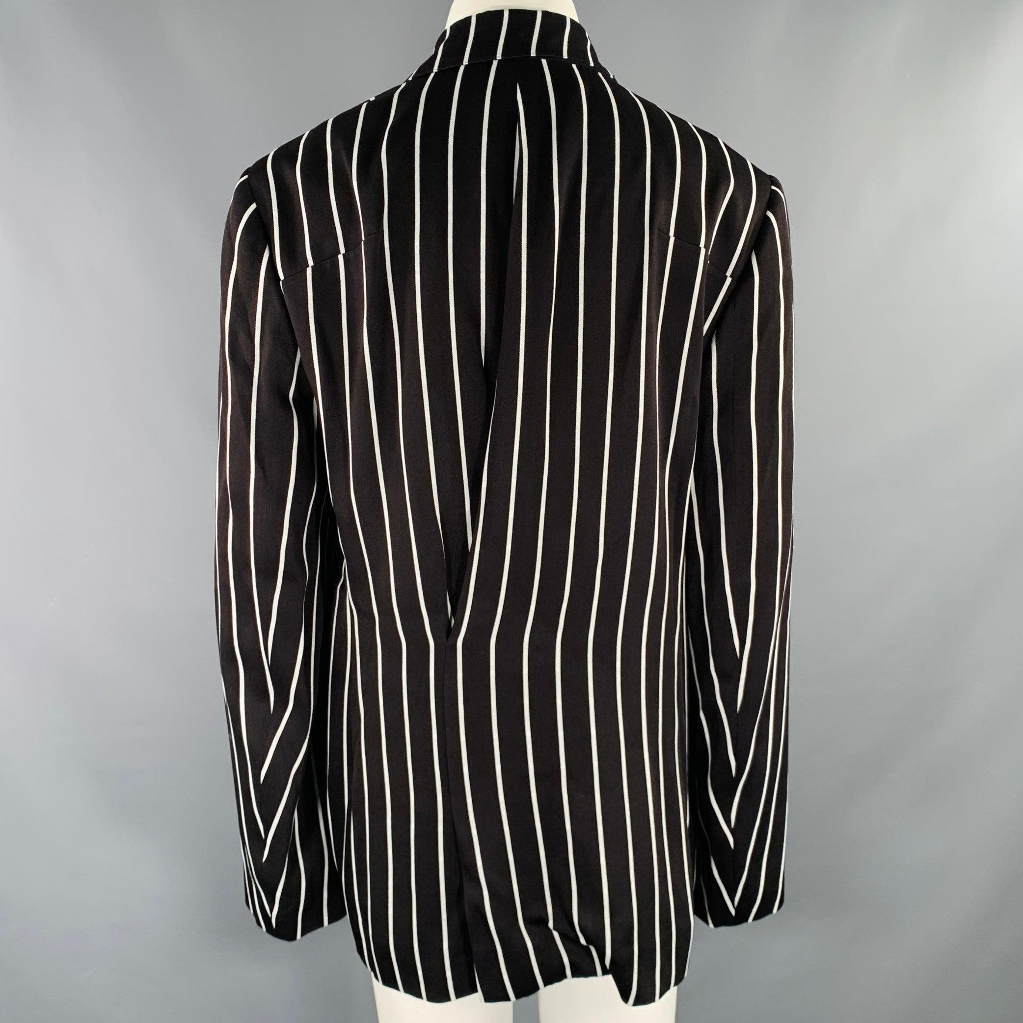 Women's HAIDER ACKERMANN Size L Black White Rayon Stripe Blazer