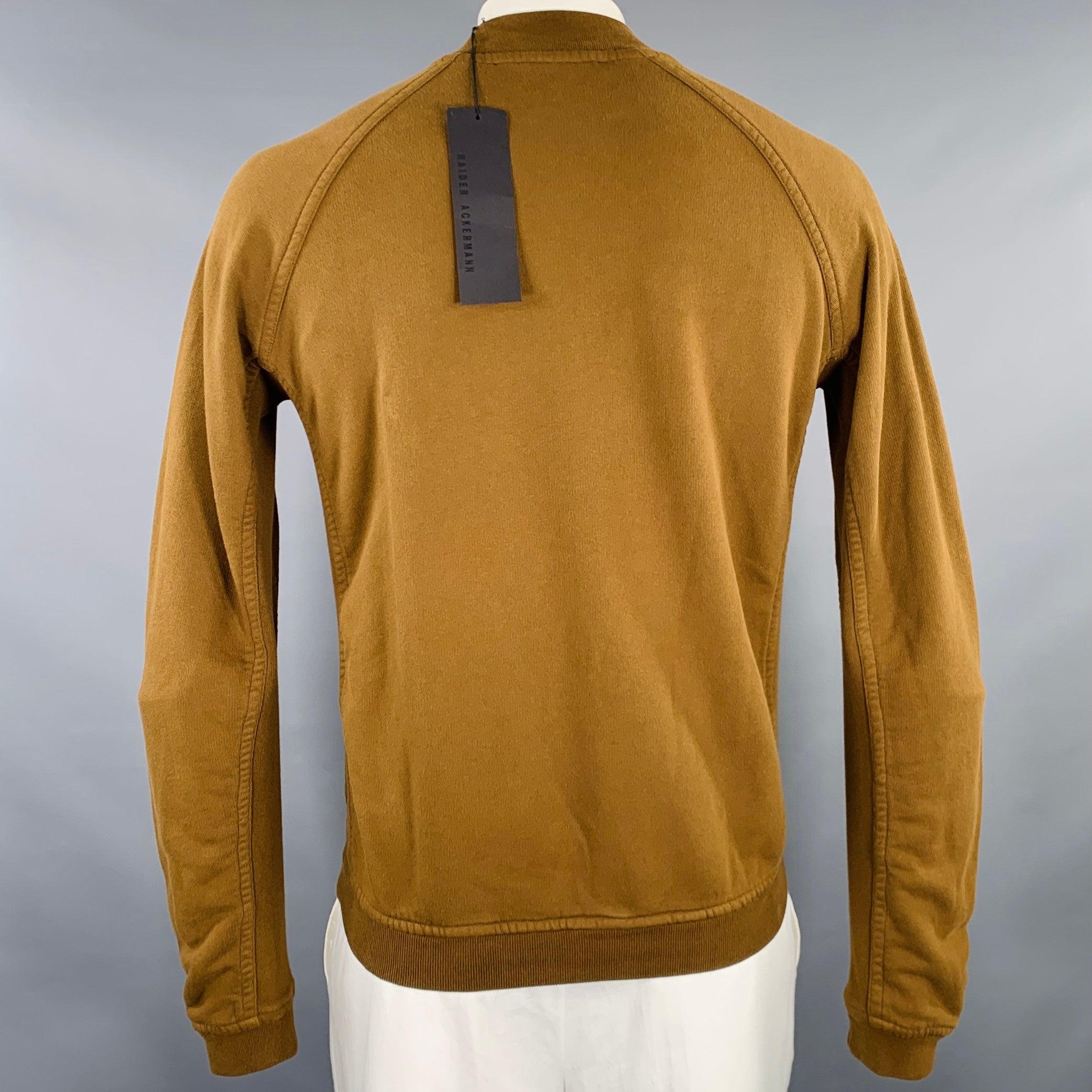 HAIDER ACKERMANN Size L Brown Cotton Blend Crew Neck Sweatshirt In Excellent Condition For Sale In San Francisco, CA