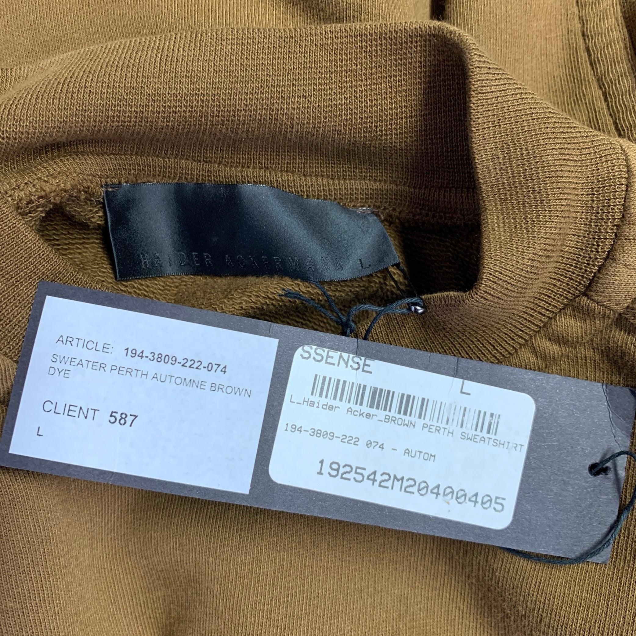 HAIDER ACKERMANN Size L Brown Cotton Blend Crew Neck Sweatshirt For Sale 1