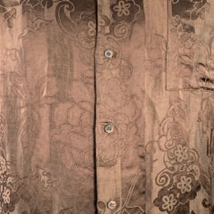 Haider Ackermann Taglia L Camicia Marrone Jacquard Lino Seta Una Tasca Manica Lunga