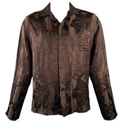 HAIDER ACKERMANN Size L Brown Jacquard Linen Silk One Pocket Long Sleeve Shirt HAIDER ACKERMANN Size L Brown Jacquard Linen Silk One Pocket Long Sleeve Shirt