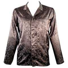 HAIDER ACKERMANN Size L Brown Jacquard Viscose Button Up Long Sleeve Shirt