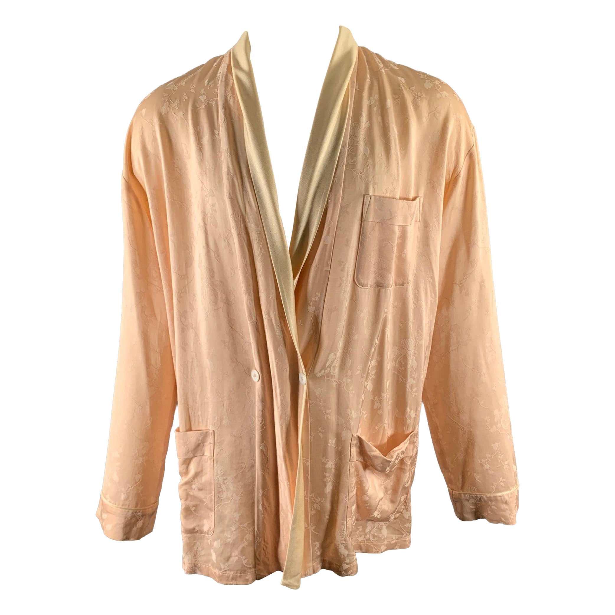 HAIDER ACKERMANN Size L Pink Floral Cupro Rayon Robe For Sale