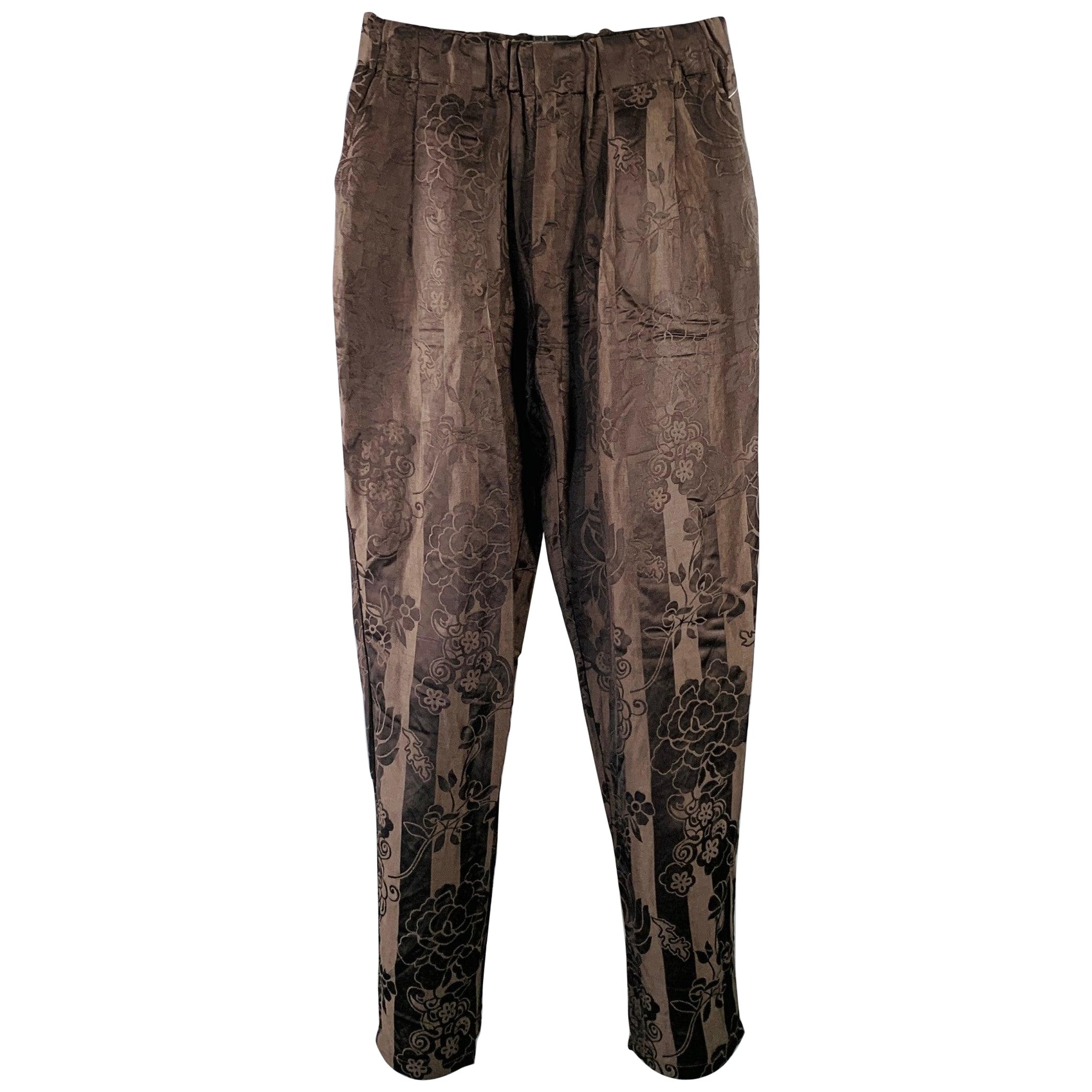 HAIDER ACKERMANN Size M Brown Jacquard Linen Silk Casual Pants