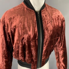 HAIDER ACKERMANN Size M Burgundy Velvet Rayon Bomber Jacket