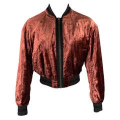 HAIDER ACKERMANN Size M Burgundy Velvet Rayon Bomber Jacket