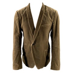HAIDER ACKERMANN Size M Grey Beige Velvet Cotton Spandex Blazer Jacket
