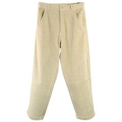 HAIDER ACKERMANN Size M Khaki Corduroy Cotton Blend Cropped Casual Pants HAIDER ACKERMANN Size M Khaki Corduroy Cotton Blend Cropped Casual Pants