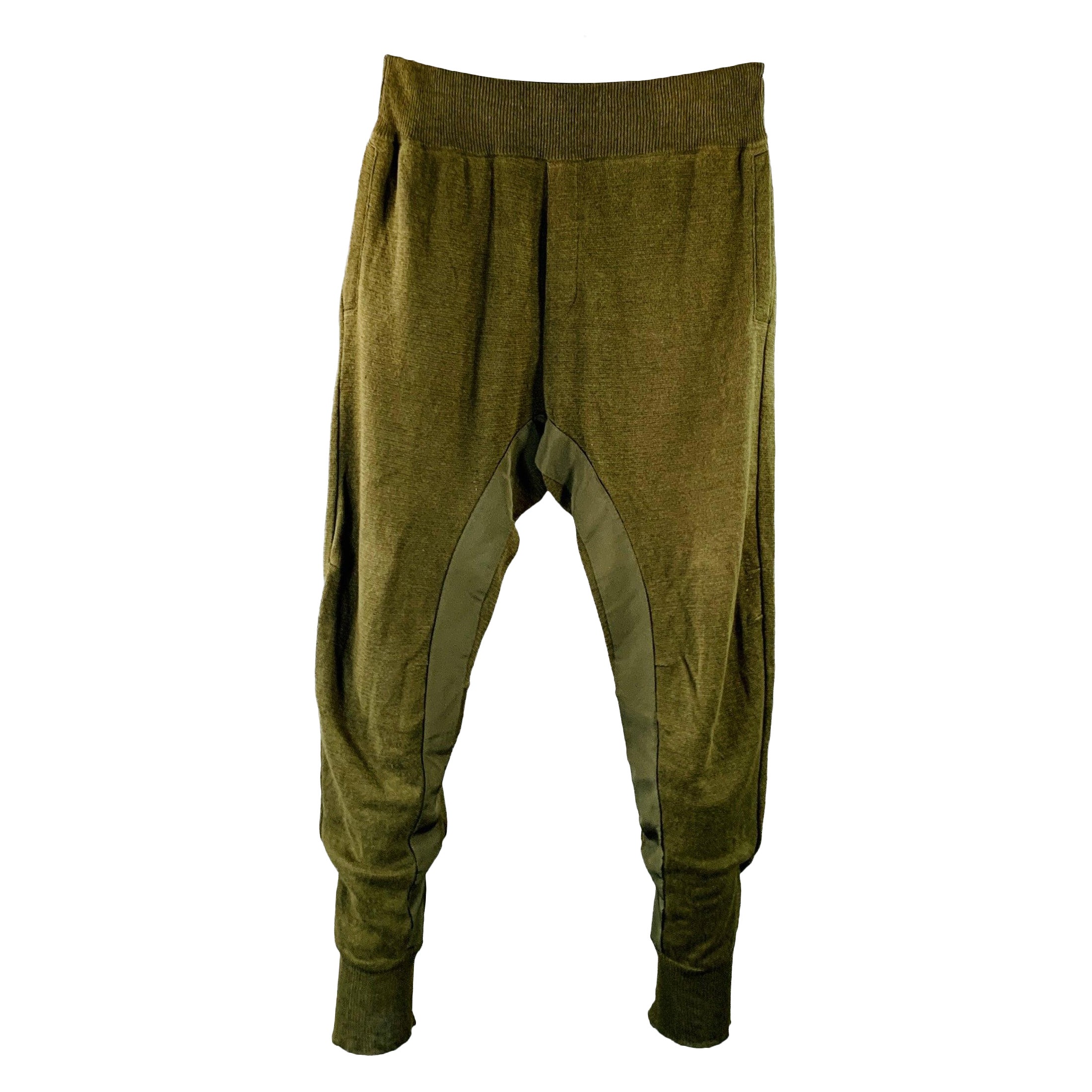 HAIDER ACKERMANN Size M Pulau Olive Knit Linen Blend Elastic Waistband Casual Pants