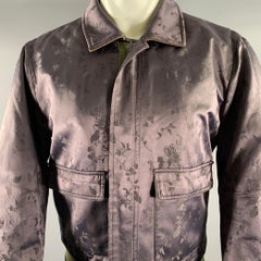 HAIDER ACKERMANN Size M Purple Green Jacquard Silk Bomber Jacket