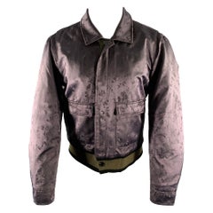 HAIDER ACKERMANN Size M Purple Green Jacquard Silk Bomber Jacket