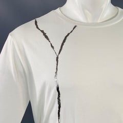 HAIDER ACKERMANN Size M White Silver Cotton Jersey Kintsugi Crew Neck T-shirt