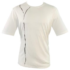 HAIDER ACKERMANN Size M White Silver Cotton Jersey Kintsugi Crew Neck T-shirt HAIDER ACKERMANN Size M White Silver Cotton Jersey Kintsugi Crew Neck T-shirt