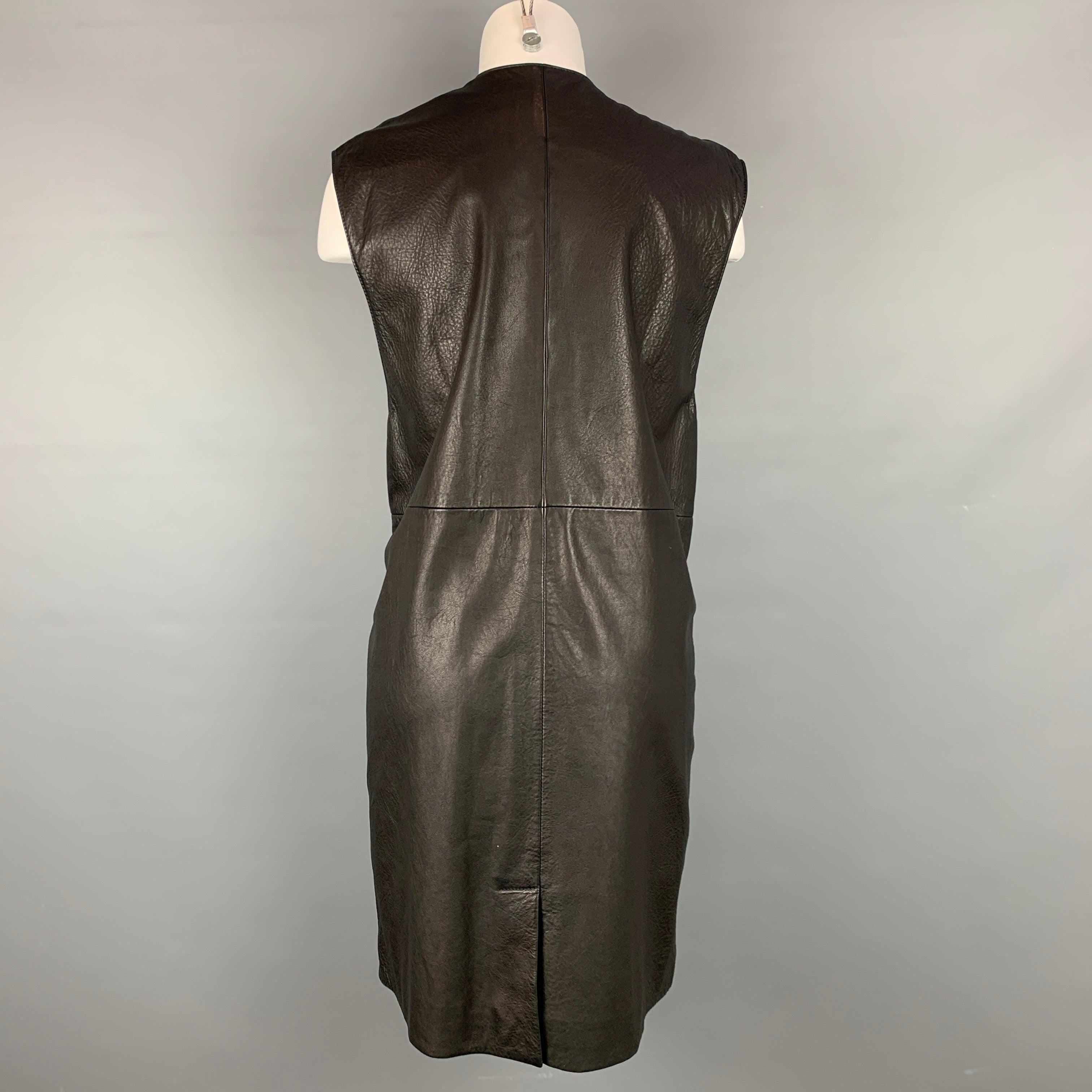 Women's HAIDER ACKERMANN Size S Black Leather Double Zipper Long Vest For Sale