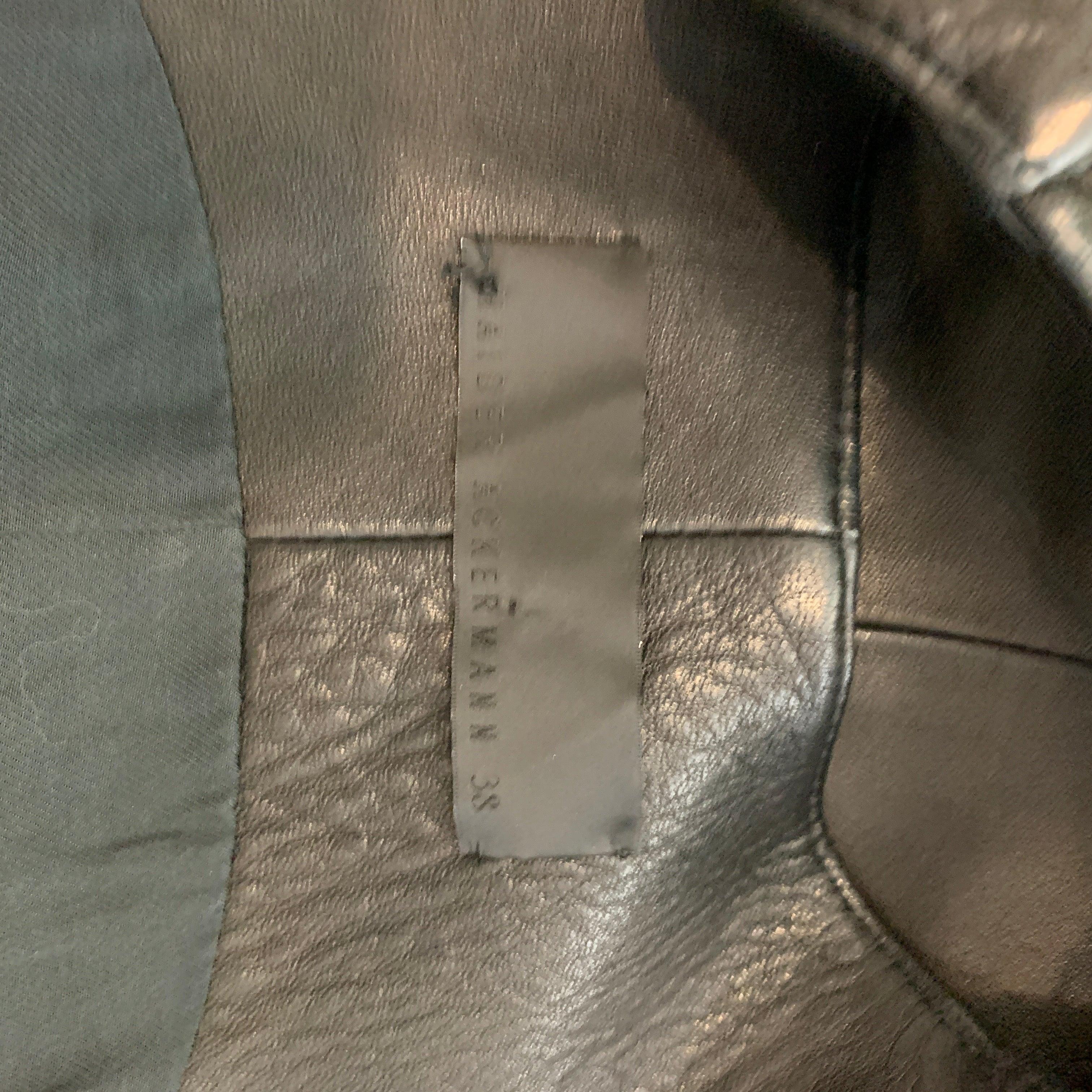HAIDER ACKERMANN Size S Black Leather Double Zipper Long Vest For Sale 2