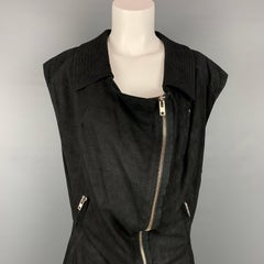 HAIDER ACKERMANN Size S Black Suede Zip Up Vest