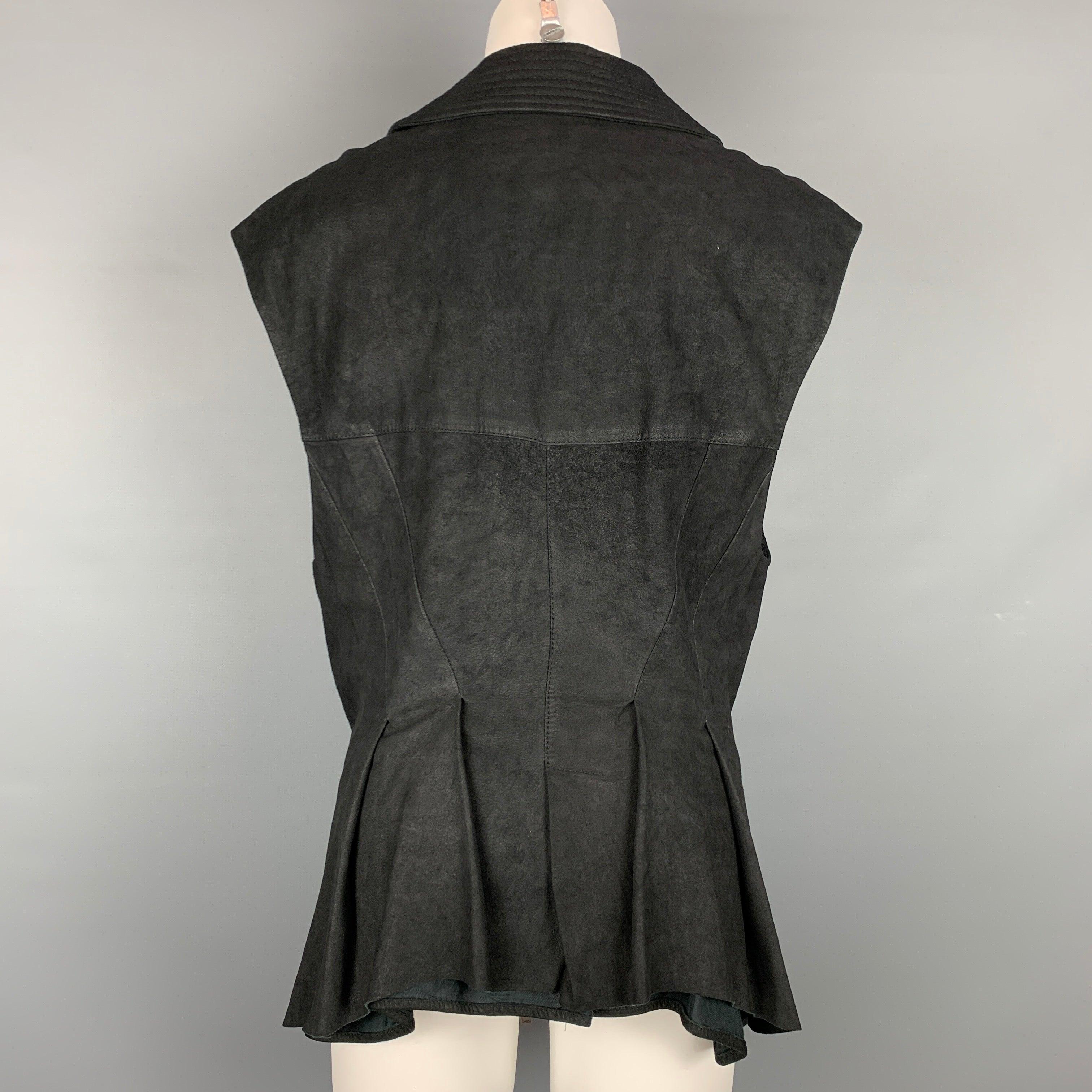 Women's HAIDER ACKERMANN Size S Black Suede Zip Up Vest For Sale