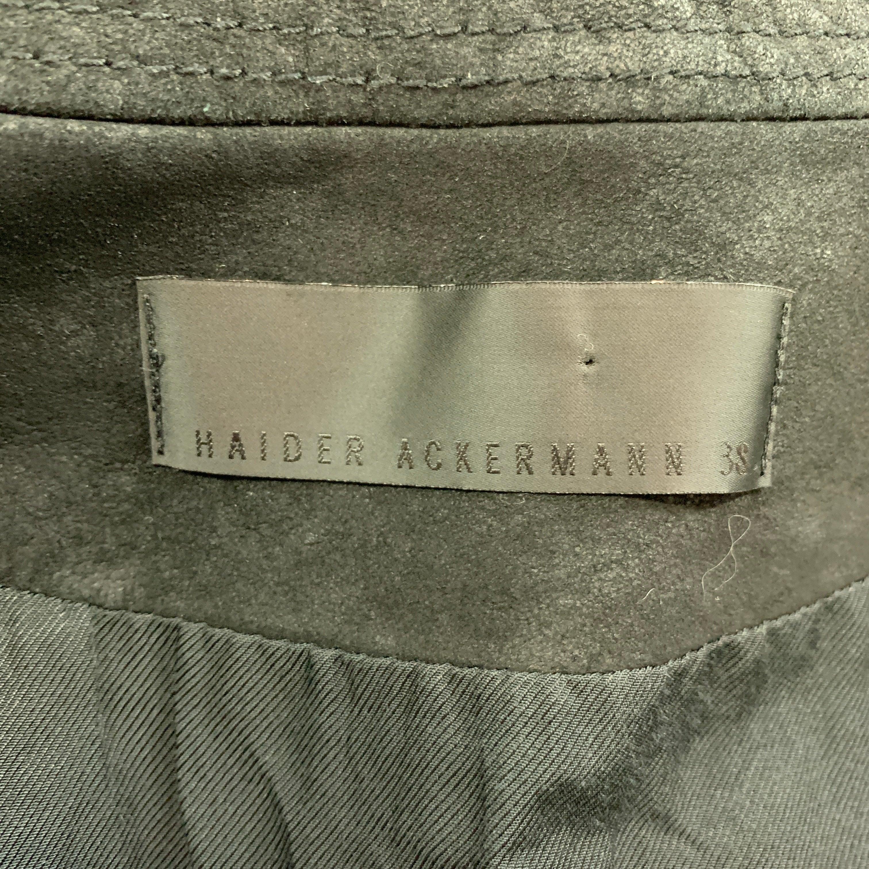 HAIDER ACKERMANN Size S Black Suede Zip Up Vest For Sale 3