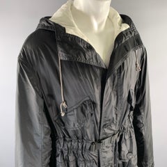 HAIDER ACKERMANN Talla S Parka con capucha de algodón y nailon, en negro y blanco