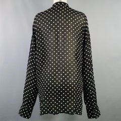 Haider Ackermann Size S Black White Polka Dot Crepe Nehru Collar Hidden Buttons Shirt
