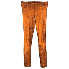 HAIDER ACKERMANN Size S Copper 
Black Stretch Crackled Leggings