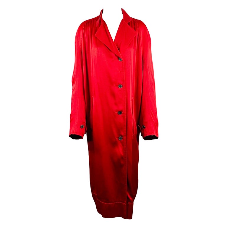 HAIDER ACKERMANN Size S Red Acetate Blend Satin Raglan Sleeve Coat