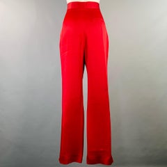 HAIDER ACKERMANN Size S Red Acetate Silk Satin Straight Zip Fly Casual Pants